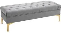 Panca Imbottita Fondoletto 118x45x42 cm in Tessuto Vellutato Grigio