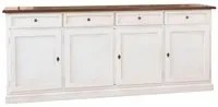 Madia credenza shabby chic in legno 4 porte bicolore l.205 p.42 h.85 - Mobili 2G