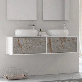 Mobile bagno 135cm bicolore con 2 cassetti scorrevoli SPR-135C - KAMALU
