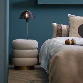 Sgabello in tessuto bouclé bianco Kimi - Light &amp; Living