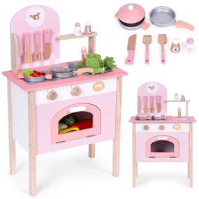 Cucina per bambini in legno + accessori - rosa