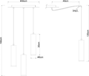 Globo 15499-3H - Lampadario a sospensione con filo MARION 3xE27/60W/230V legno nero