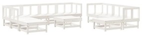 Set salotto da giardino 11 pz bianco in legno massello di pino