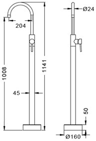 New Line Miscelatore 108 Cm A Pavimento Per Lavabo Nero Opaco