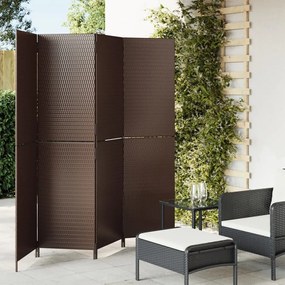 Divisorio Per Ambienti A 4 Pannelli Marrone İn Polyrattan /
