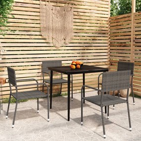 Set mobili da pranzo da giardino 5 pz grigio