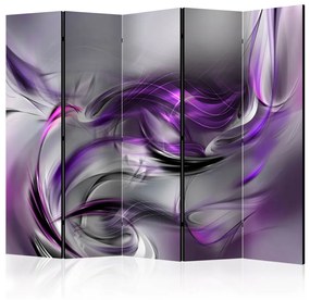 Paravento Purple Swirls II II - Romantico fumo viola su sfondo grigio