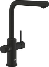 Rubinetto filtrante a 3 vie da cucina Grohe Blue Pure Minta con canna a L e doccetta estraibile nero opaco