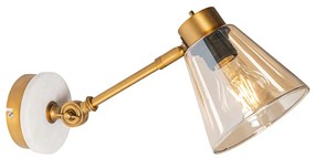 Applique Art Déco bronzo con marmo e vetro ambrato - Nina