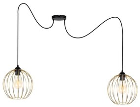 Lampadario a sospensione con filo MATT 2xE27/60W/230V ragno nero/oro