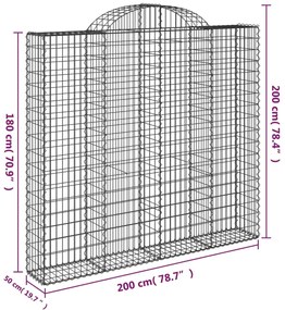 Cesti Gabbioni ad Arco 20 pz 200x50x180/200 cm Ferro Zincato