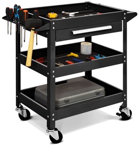 Costway Carrello portautensili meccanico girevole con cassetto degli attrezzi da officina 80x41x79,5cm Nero