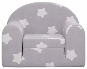 Divano letto bambini grigio chiaro con stelle morbido peluche