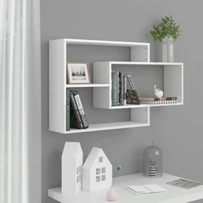 Mensole A Muro Bianco Lucido 104x20x58,5cm İn Legno Multistrato /