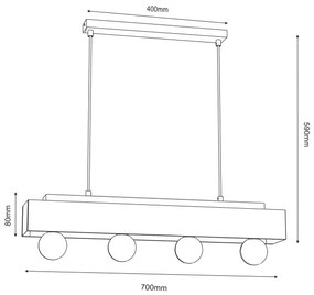Lampadario a sospensione con filo MILUZA 4xE27/15W/230V