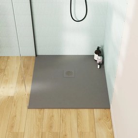Piatto doccia SENSEA in composito minerale di resina gelificata Remix grigio L 90 x L 90 x H 2.6 cm opaco effetto pietra