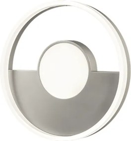 Plafoniera in metallo Argento con diffusore perimetrale D40 cm Led ELISA