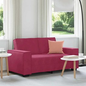 Divano A 2 Posti Rosso Vino 120 Cm İn Velluto /