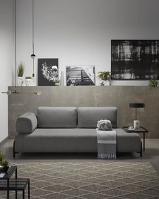 Kave Home - Divano Compo 3 posti grigio scuro con vassoio piccolo 232 cm