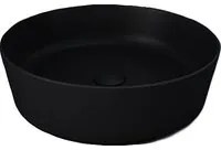 Lavabo da appoggio tondo bordi sottili Sensation in ceramica diametro 42 cm- Nero Opaco