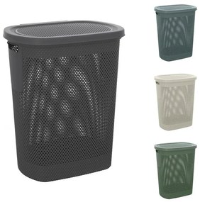 Portabiancheria con coperchio in plastica grigia scuro 58lt Kamala