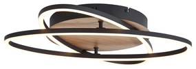 Plafoniera nera con legno di noce con LED dimmerabile a 3 livelli 2-luci - Kane