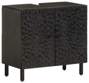 Mobile lavabo da bagno nero 62x33x58 cm legno massello di mango