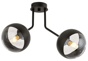 Plafoniera Contemporaneo Orione Acciaio Nero Trasparente 2 Luci E14 Ip20