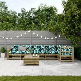 Set divani da giardino 7pz con cuscini legno impregnato di pino