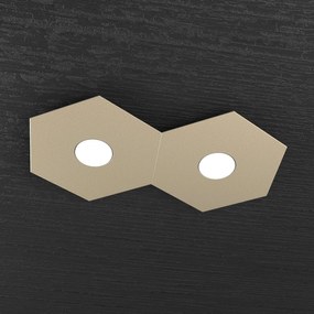 Plafoniera Industrial-Minimal Hexagon Metallo Sabbia 2 Luci Led 12X2W