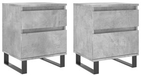 Comodini 2pz grigio cemento 40x35x50 cm in legno multistrato