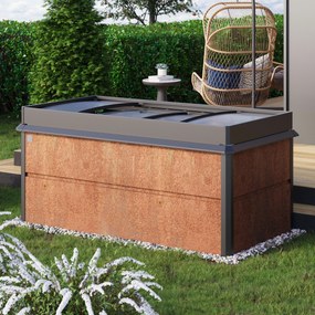 PRIMEYARD 200 x 100 x 77 cm Orto rialzato, acciaio corten, look ruggine, con telaio freddo e bordo anti-lumache - (GFPV00786)