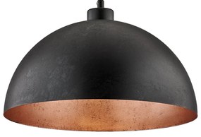 Sospensione Industrial 1 Luce Marcus In Ferro Laccato Nero E Rame Diam 35