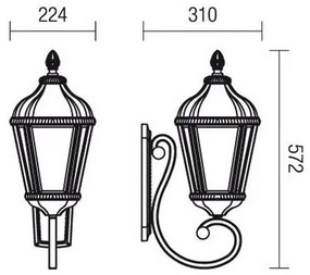 Redo 9656 - Lampada da parete per esterni ESSEN 1xE27/70W/230V IP44 marrone/patina