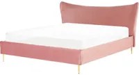 Letto in velluto rosa con struttura 180 x 200 cm gambe imbottite oro testiera stile glamour moderno