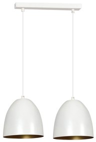 Lampadario 2 Luci Lenox In Acciaio Bianco Con Cupole In Nero E Oro