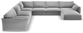 Divano angolare grigio chiaro (con penisola a sinistra/a U) con rivestimento in velluto Vanda – Mazzini Sofas