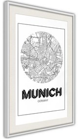 Poster  City Map: Munich (Round)  Cornice Quadri Cornice nera, Larghezza x Altezza Home decor 30x45