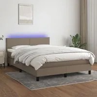 Letto a Molle con Materasso e LED Tortora 140x190 cm in Tessuto 3132993