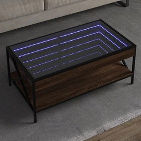 Tavolino Da Salotto Con Led Infinity Rovere Marrone 90x50x38 Cm /
