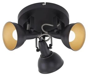 Faretto decorativo senza fonte luminosa 3 luci Soft nero/oro E14