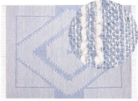Tappeto cotone blu e bianco 160 x 230 cm ANSAR Beliani