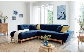 Divano letto angolare blu navy L, angolo sinistro Dazzling Daisy - Miuform