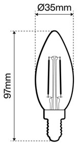 Lampada LED E14 1W a Filamento 1800K, No Flickering - C35 Colore Bianco Molto Caldo 1.800K