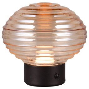Lampada da tavolo LED dimmerabile nera e beige con paralume in vetro (altezza 14,5 cm) Earl - Reality