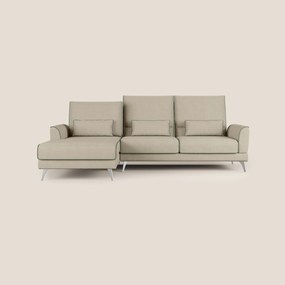 Tommy Divano angolare bicolore con relax e schienali traslanti in microfibra smacchiabile T11 tortora - verde