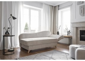Chaise longue beige (con penisola a destra) con rivestimento in velluto a coste Chic Charlotte – Miuform
