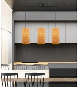 Lampadario a sospensione con filo FLERI 3xE27/60W/230V rattan