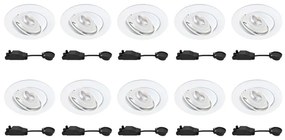 Set da 10 pezzi Faretto da incasso LED Clane tondo bianco, orientabile foro incasso 7.5 cm luce bianco caldo