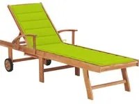 Lettino Prendisole e Cuscino in Massello Teak Verde Brillante cod mxl 17353